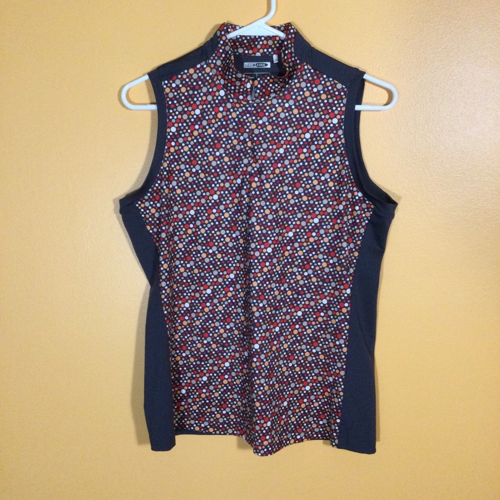 Adidas Sleeveless Golf Polo Polka Dot Tennis Outdoor